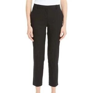 Theory Tailor Trouser Women's 8 Black C_Eco Crunch Wash Linen Blend Ankle Pants